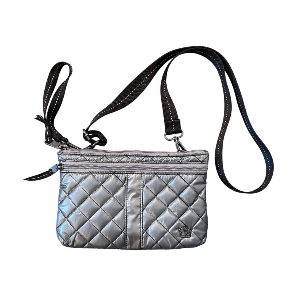 Oliver Thomas Fourplay Quilted Crossbody Belt Bag Gunmetal Silver Belt Loops